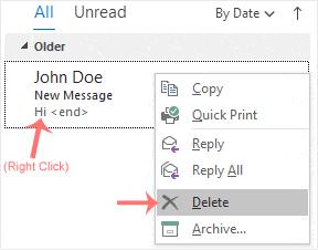 How to Delete Email Messages in Outlook 2019 - 2024