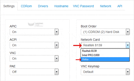 How to Change the Network Card to Virtio, Intel PRO, or Realtek in SolusVM - 2024